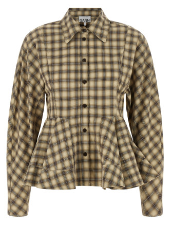 Рубашка GANNI 'Check Flannel Peplum'