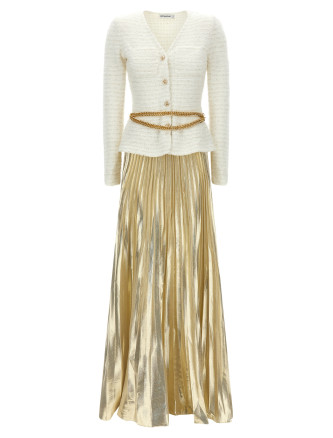 Платье макси SELF PORTRAIT Long pleated skirt dress