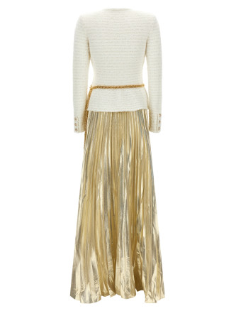 Платье макси SELF PORTRAIT Long pleated skirt dress (SC26059XACCREAM) #