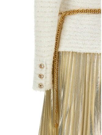 Платье макси SELF PORTRAIT Long pleated skirt dress (SC26059XACCREAM) #