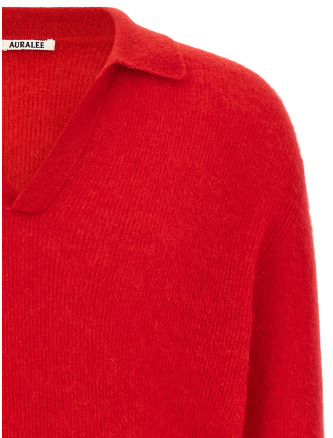 Поло AURALEE 'Baby Suri Alpaca Sheer' (A26AP02AKRED) #