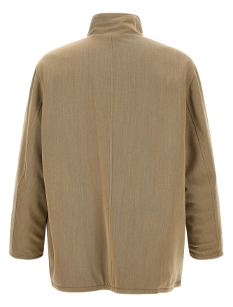 Куртка AURALEE Wool and leather reversible jacket (A26AC01ANKHAKIBEIGECHAMBRAYBLACK) #