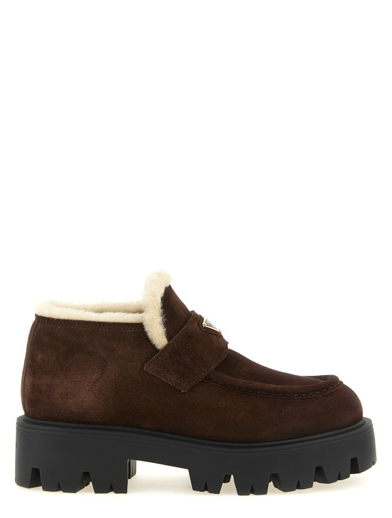 Лоферы PRADA Loafers with fur and enamel logo (1D594OFZF50054F0003) #1