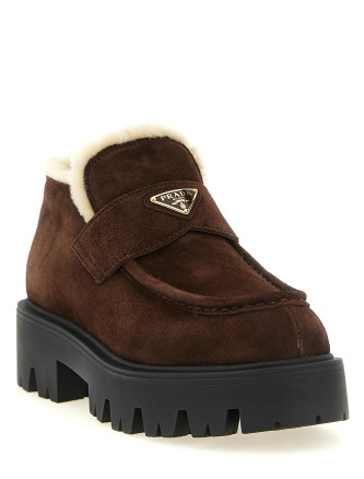 Лоферы PRADA Loafers with fur and enamel logo (1D594OFZF50054F0003) #