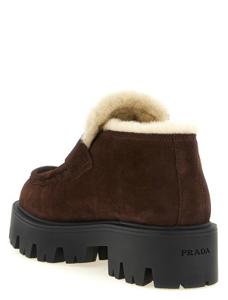 Лоферы PRADA Loafers with fur and enamel logo (1D594OFZF50054F0003) #