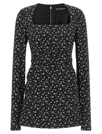 Мини-платье DOLCE & GABBANA Black flower dress