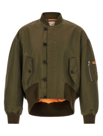 Куртка J.W.ANDERSON Green bomber jacket with asymmetric hem