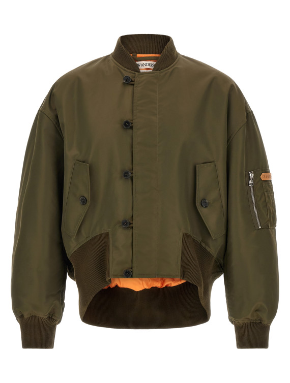 Куртка J.W.ANDERSON Green bomber jacket with asymmetric hem (JK0429PG1875570) #1