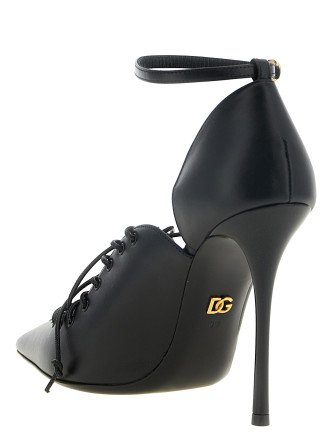 Высокие каблуки DOLCE&GABBANA Leather Pumps With Lace-Up (CD2019A3P2780999) #