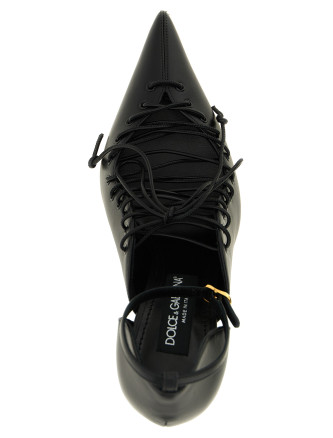 Высокие каблуки DOLCE&GABBANA Leather Pumps With Lace-Up (CD2019A3P2780999) #