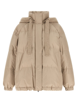 Пуховик BRUNELLO CUCINELLI Beige taffeta down jacket