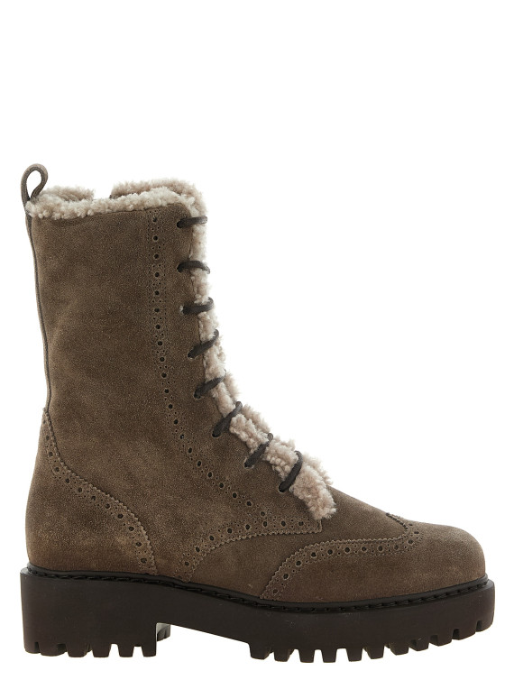 Военные ботинки BRUNELLO CUCINELLI Suede and brown shearling ankle boots (MZSFG3407C8187) #1