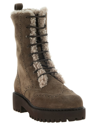 Военные ботинки BRUNELLO CUCINELLI Suede and brown shearling ankle boots (MZSFG3407C8187) #