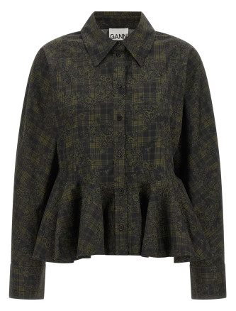 Рубашка GANNI Floral tartan shirt