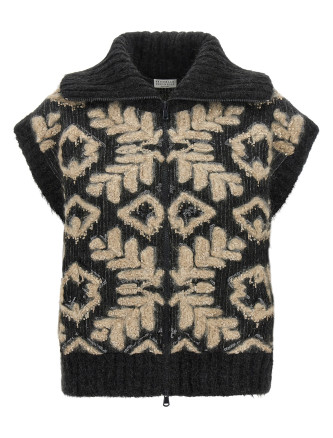 Sequin intarsia cardigan