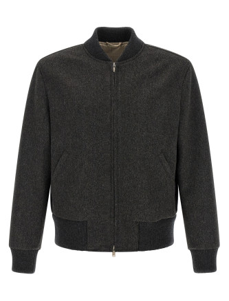 Mélange grey wool bomber jacket