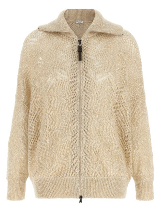 Beige 'Dazzling Abstract Leaf' cardigan