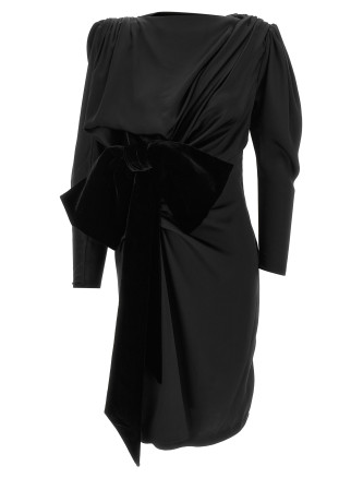 Black velvet bow dress