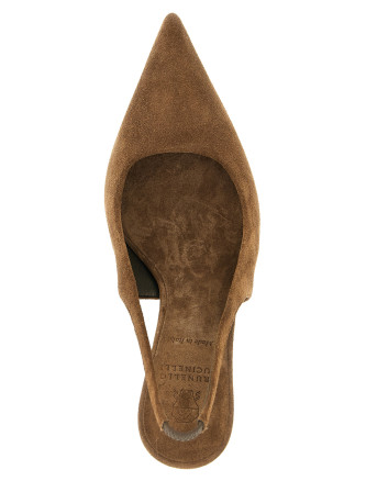 Высокие каблуки BRUNELLO CUCINELLI Brown suede slingbacks (MZSFC3256PC9773) #
