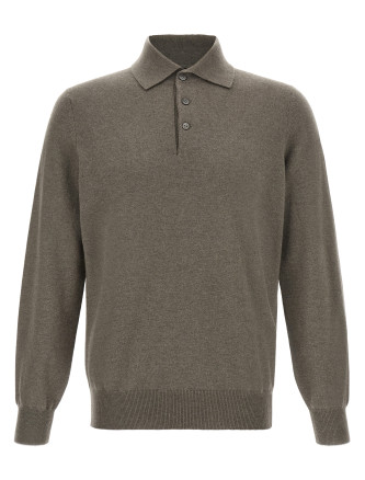 Поло BRUNELLO CUCINELLI Green cashmere polo shirt