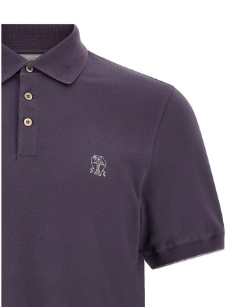 Поло BRUNELLO CUCINELLI Purple logo embroidery polo shirt (ME8548788CBW25) #