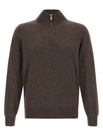 Brown half-zip sweater