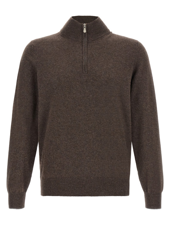 Свитер BRUNELLO CUCINELLI Brown half-zip sweater (M2200124CU766) #1