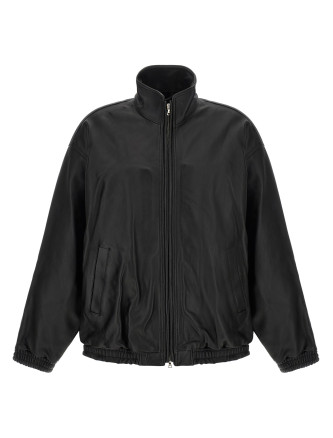 High neck leather jacket