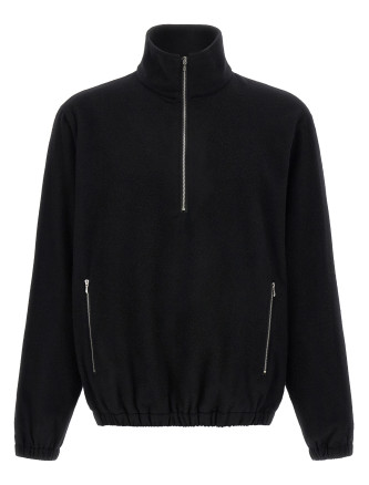 Black half-zip fleece sweater