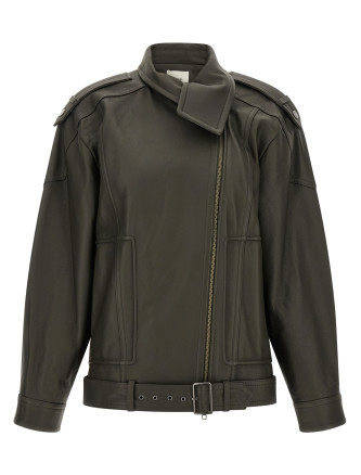 Куртка VINCE Green leather biker jacket