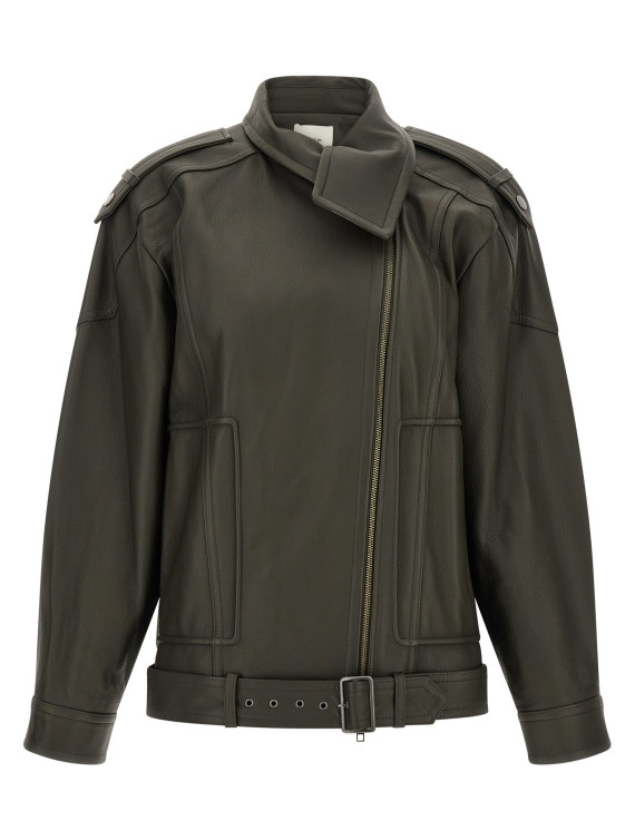 Куртка VINCE Green leather biker jacket (V135091635340DPF) #1
