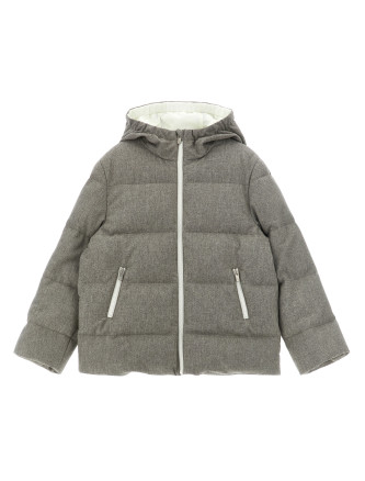 Grey wool flannel down jacket