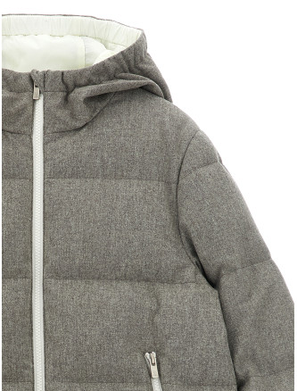 Куртка BRUNELLO CUCINELLI Grey wool flannel down jacket (B038PJ335BCED23) #