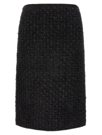Black metallic tweed skirt