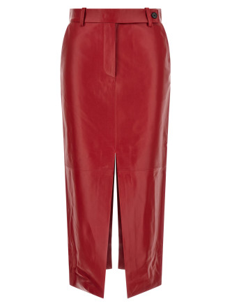 Юбка CO Red leather tailored skirt