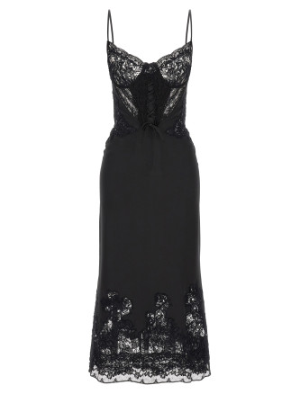 Rebrodé lace lingerie dress black