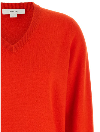 Свитер VINCE Red cashmere V-neck sweater (V067779665614CRM) #