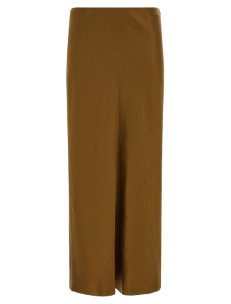 Юбка макси VINCE Green satin pencil skirt