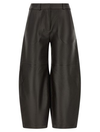 Брюки CO Brown leather barrel trousers
