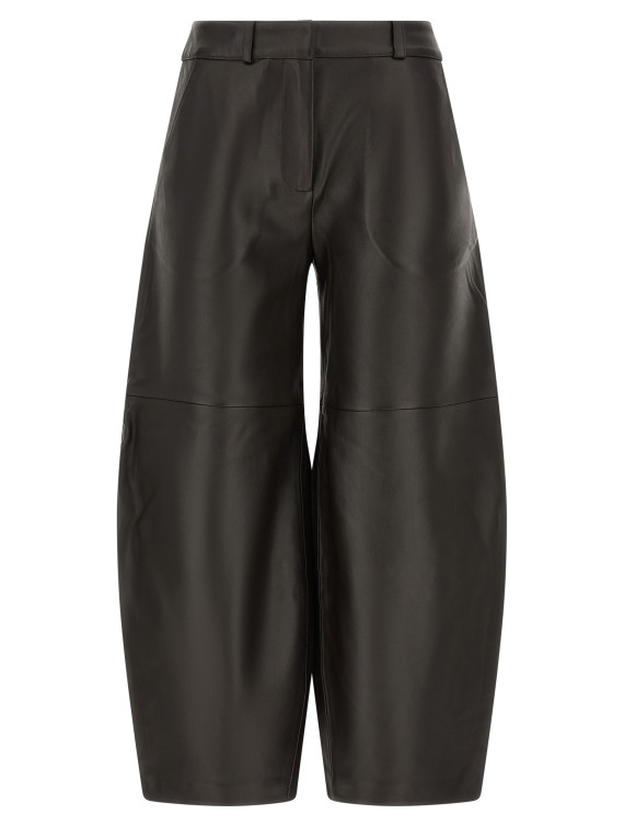Брюки CO Brown leather barrel trousers (5295LPL204) #1