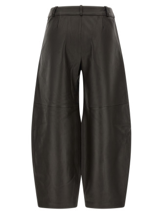 Брюки CO Brown leather barrel trousers (5295LPL204) #