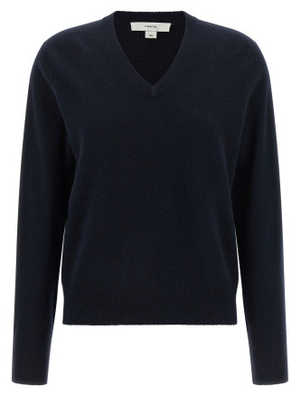 Blue cashmere V-neck sweater
