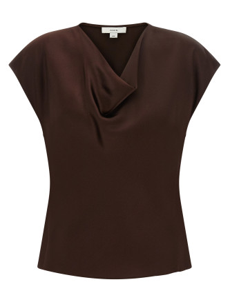 Brown hooded neckline blouse