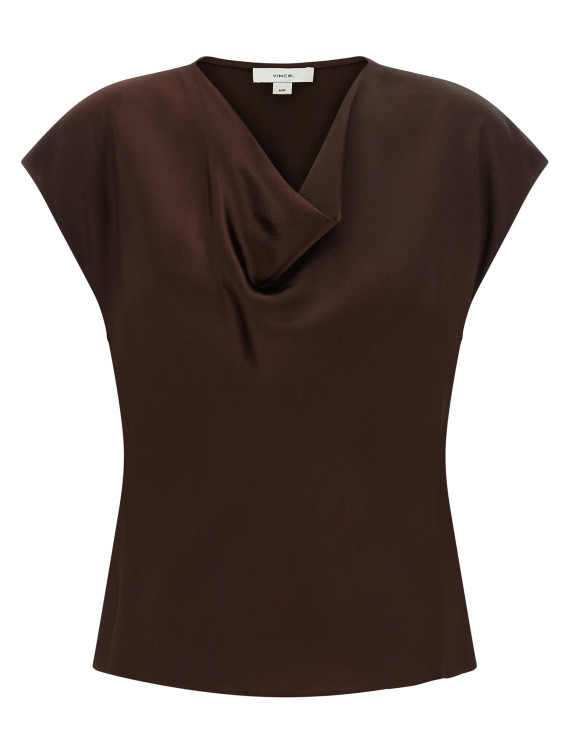 Блузка VINCE Brown hooded neckline blouse (V796112595704DCW) #1
