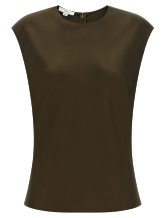 Green crêpe-back satin top