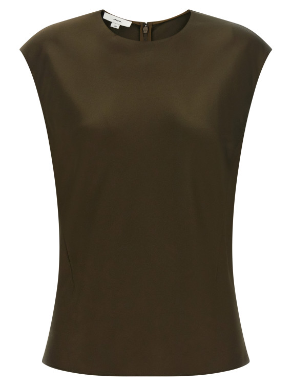 Вечерний топ VINCE Green crêpe-back satin top (V169113230303CYP) #1