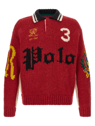 Red polo collar sweater