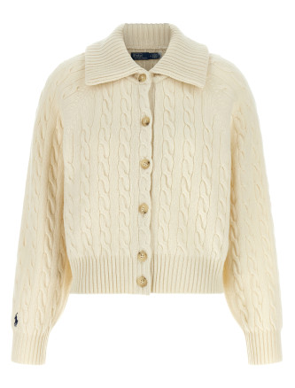 Кардиган POLO RALPH LAUREN White braid wool and cashmere cardigan