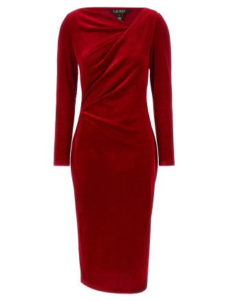 Миди көйлек LAUREN RALPH LAUREN Red velvet sheath dress